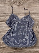 Vintage Maidenform  Silk Style Camisole Cami Vest Top Lace Trim Grey Blue 34