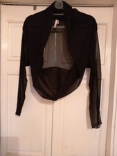 ladies long sleeved black sheer chiffon type shrug top size S/M