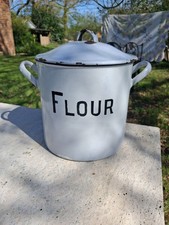 Vintage White Enamel Flour Bin