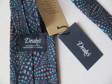 DRAKE'S RAW EDGE BOLD  PRINT TIE HAND MADE NEW WITH TAG