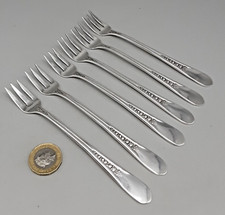 6 Vintage Wm Rogers Silver Plate Oyster Snail Seafood Forks- Priscilla /Lady Ann