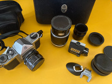 Asahi pentax s1a camera set, stuck mirror/shutter, with case, lens, light meter