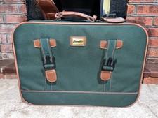 Vintage Carrylite Green Travel Case - Retro Suitcase with Brown Trim & Straps