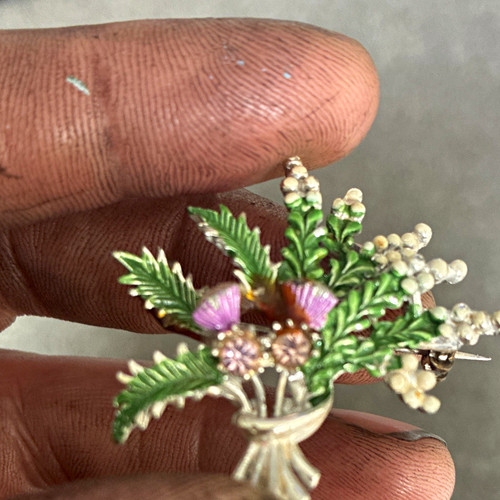 Enamel metal floral bouquet - floral,