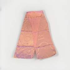 Vintage Oscar De La Renta 100% Silk Scarf Baby Pink Printed Logo Designer Rare