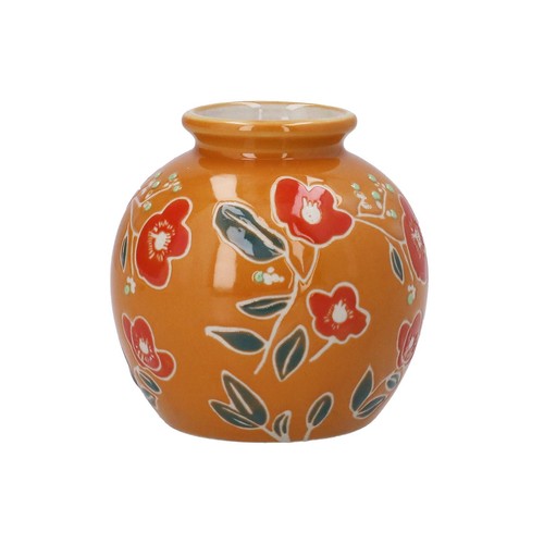 Floral stoneware ball vase - stoneware,