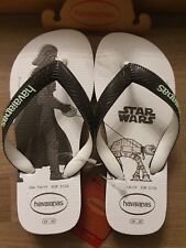 Genuine Havaianas Kids Star Wars Black White Flip Flops Sandals UK Size 12 New