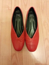 Marks And Spencer Collection Red Leather Shoes Size 3 1/2