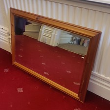 Large Pine Wood Bevelled Edge Solid Wooden Wall Mirror 97 x 67cm / 38 x 26" BB11