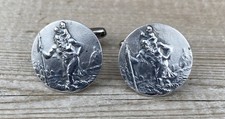 Vintage Sterling Silver St Christopher Cufflinks