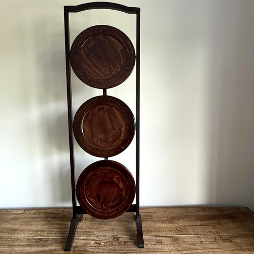 Vintage wooden folding plate - wooden,