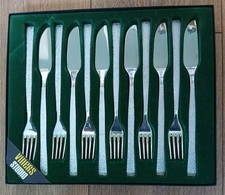 Viners Studio 6 Fish Knives And Forks Eaters Mid Century 50s Gerald Benney Boxed