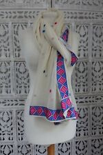 cream phulkari embroidered Indian Scarf Dupatta Chunni Sarong Dupatta SKU18045