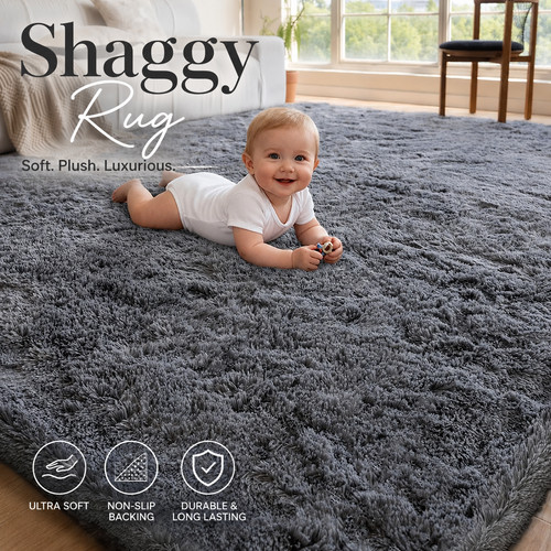 Large grey shaggy rugs anti - large,