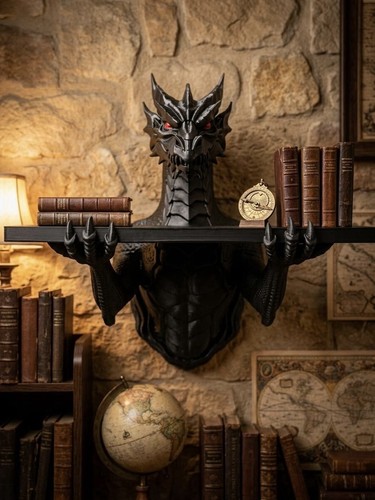 Dragon wall shelf gothic home - dragon,