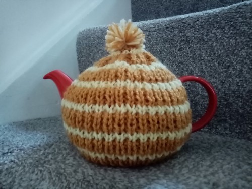 Hand knitted tea cosy fits - hand,
