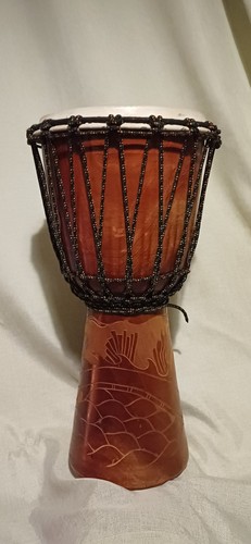 Hand carved wooden djembe - wooden,