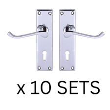 JOB LOT x10 - George Boyd Victorian Scroll Internal LOCK Door Handles - Chrome