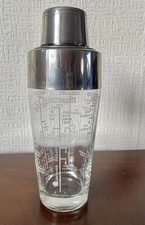 Vintage Art Deco Style Cocktail Shaker With Silver Plated Top By GRENADIER 1970s