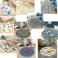 4 Sizes Round/Square Geometric Woven Non-slip Carpet Outdoor Floor Rug Mat Pads