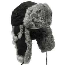 EXTRA WARM BLACK TRAPPER HAT