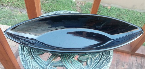 Long black oval pottery - oval,
