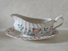 Churchill Briar Rose China Gravy Boat And Underplate Relish Dish Vintage England