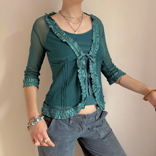 Vintage 00s teal - vintage, ruffle