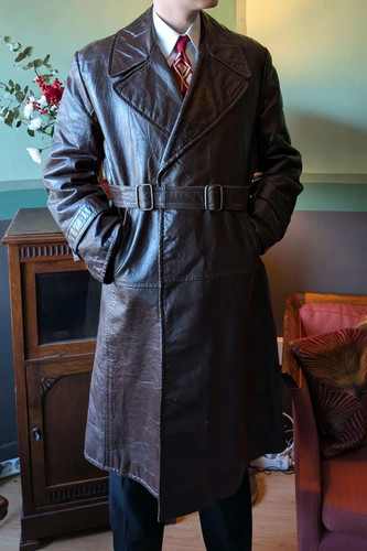 Vintage ww2 leather trench - ww2,