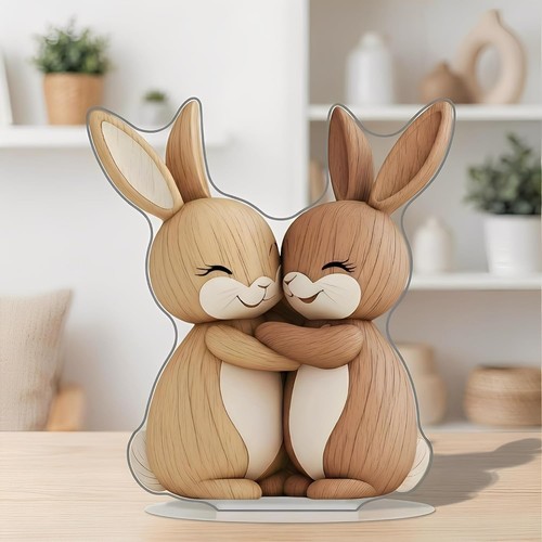 Hugging bunnies acrylic - hugging,