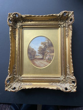 Beautiful English Signed Watercolour Painting In Gilded Frame. 