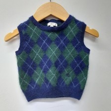 Burberry Baby Knit Vest Size 12-18 Months Blue Green Argyle RMF-FPL
