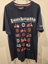 Lambretta Carnavy Clothing London Blue T Shirt With Multi Scooters Design XL