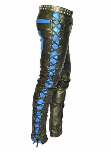 Mens real leather biker - biker, pants