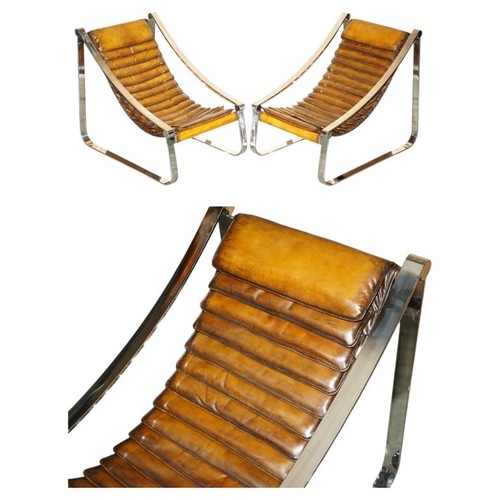 Restored pair brown leather - pair,