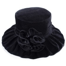 Women Vintage Style Velvet Royal Ascot Formal Church Dress Wedding Hat A389