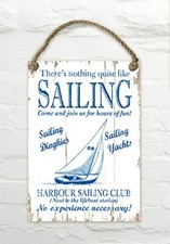 Martin Wiscombe 1-Piece Wood Sailing Sign, Blue and White