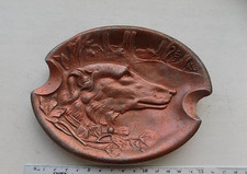 Borzoi Russian Wolfhound dog USSR russian metal figurine, ashtray Vintage  1107