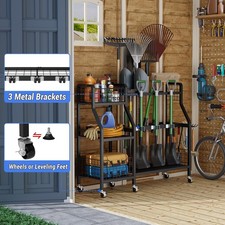 Garden Tool Organizer with 6 Wheels(3 lockable), Heavy Duty Yard Tool organiz...