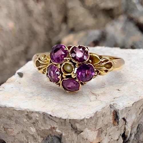 Victorian pyrope pearl ring - victorian,