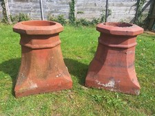 Pair Vintage Reclaimed Terracotta Chimney Pots Garden Planter FREE UK P&P 