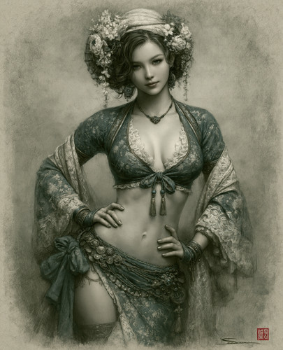 Monochrome floral crowned - monochrome, floral-crowned