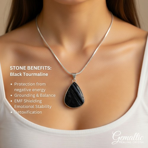 Black tourmaline drop pendant - tourmaline,
