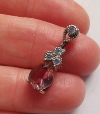 Sterling Silver Purple And Clear Glass Pendant R80H