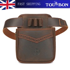 TOURBON Skeet Trap Shell Belt Pouch Leather Shooting Game 12GA Ammo Waist Bag