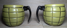 Novelty Grenade Army  Green Coffee Mug cup 3d  Ceramic x 2 - Used Good Condition