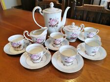 Noritake Nippon Toki Kaisha Coffee Set Roses - For 6 - Coffee Pot, Cups Rare