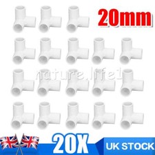 20pcs 3 Way Pipe Fittings PVC Plastic Tee Fittings Elbow Corner Connector 20mm