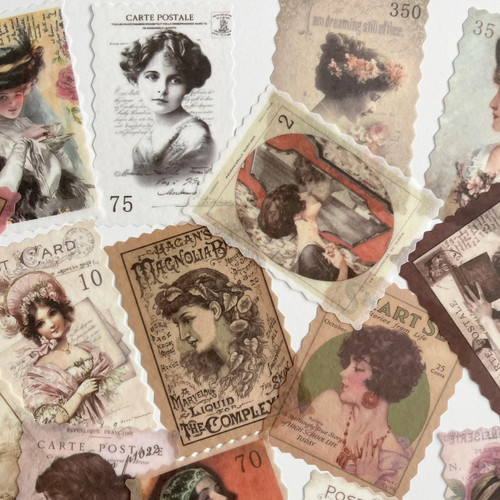 Vintage postage stamp stickers - postage,
