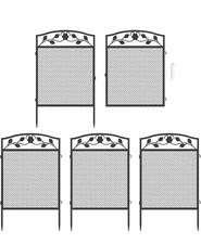 5x Metal Garden Fence Panels Vertical Rails Pet Dog Kennel Fence Barrier Walkway